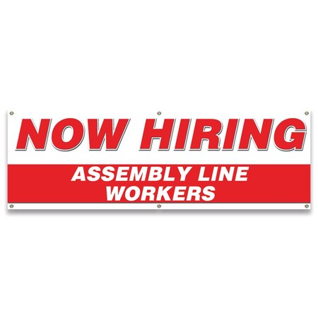 Signmission Now Hiring Assembly Line Workers Banner Apply Inside Accepting Application Single Sided B-72-30194